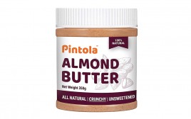 Pintola Almond Butter  Crunchy All Natural Unsweetened  Plastic Jar  350 grams